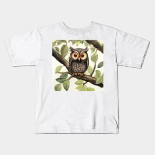 Cute baby Owl in a Tree Kids T-Shirt